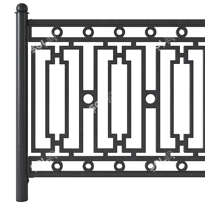 Pedestrian Fencing Set 1 3D model image 3