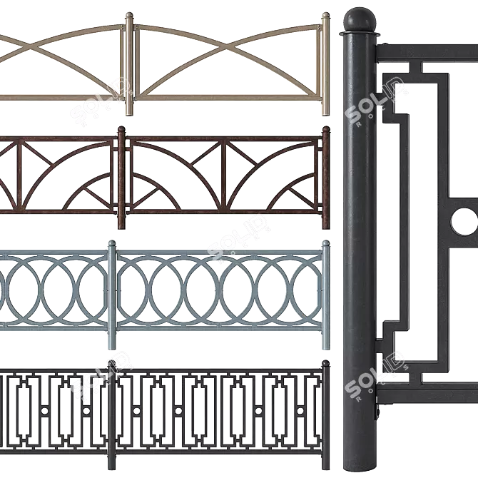 Polymer Pedestrian Guard Set 3D model image 1