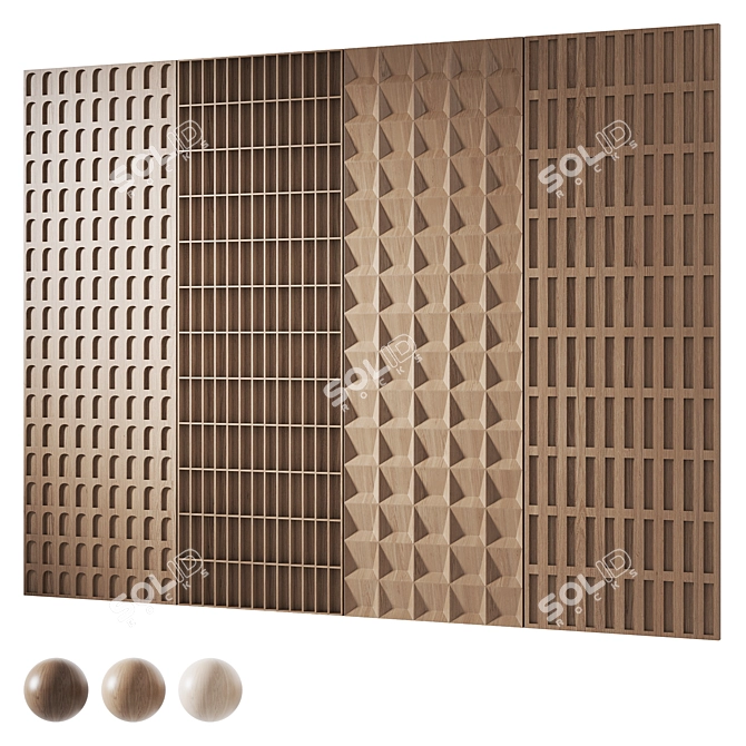 Wooden Decorative Panels with Seamless Models 3D model image 1