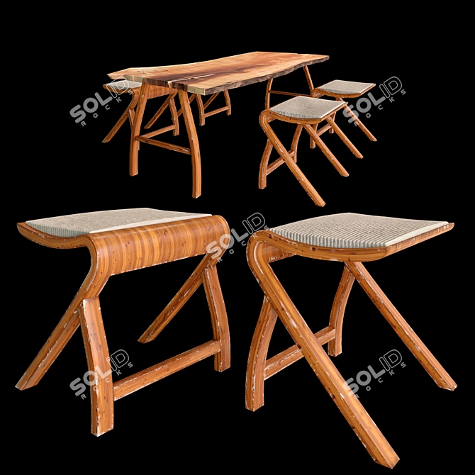 Sleek Modern Table Set 3D model image 1