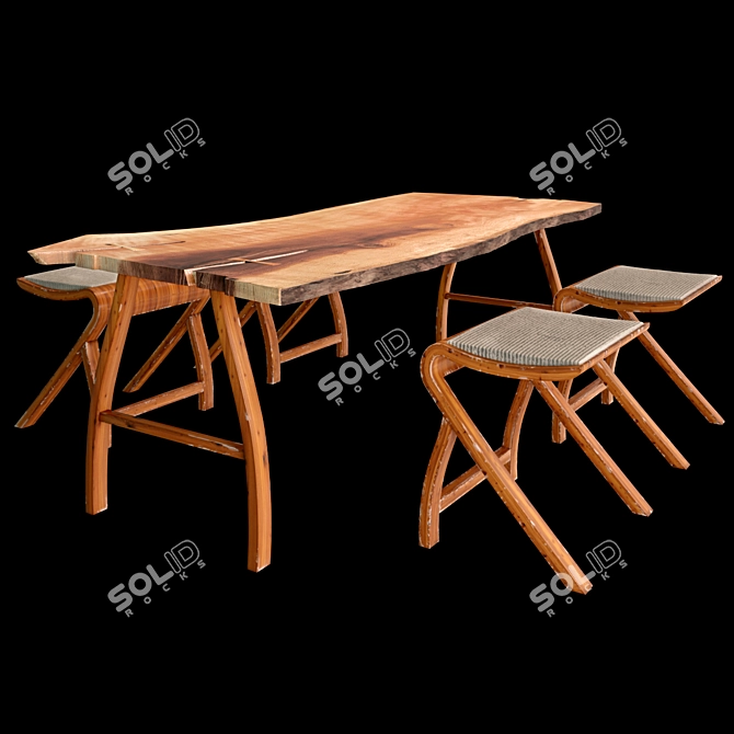 Sleek Modern Table Set 3D model image 2