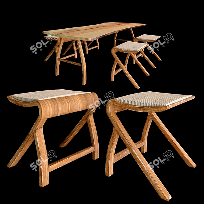 Sleek Modern Table Set 3D model image 4