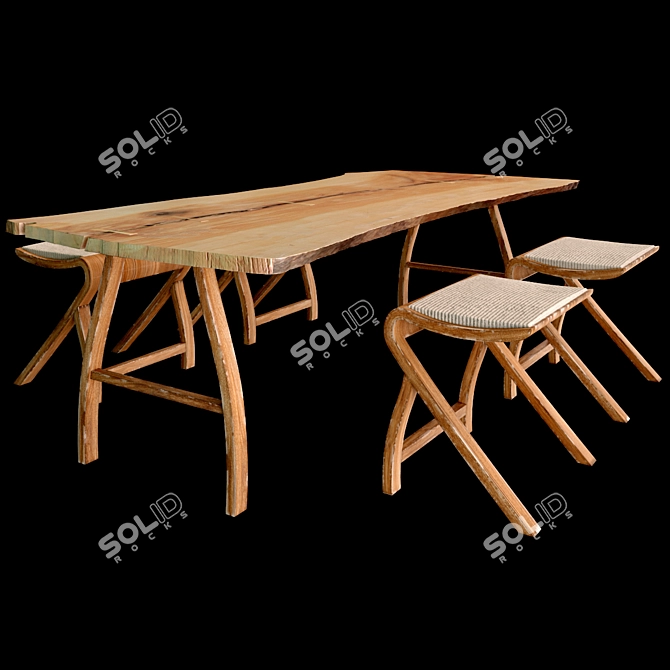 Sleek Modern Table Set 3D model image 5