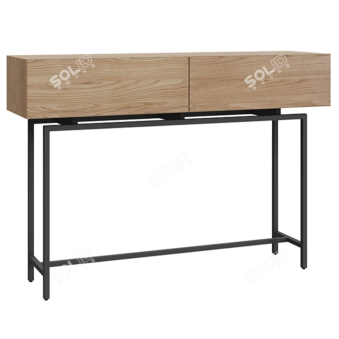  Wooden Console, 2 Drawers, Oreko 3D model image 1