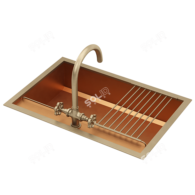 Luxury Modelled Kitchen Sink 3D model image 4