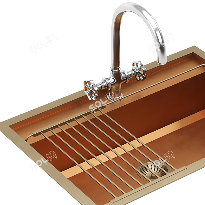 Luxury Modelled Kitchen Sink 3D model image 5