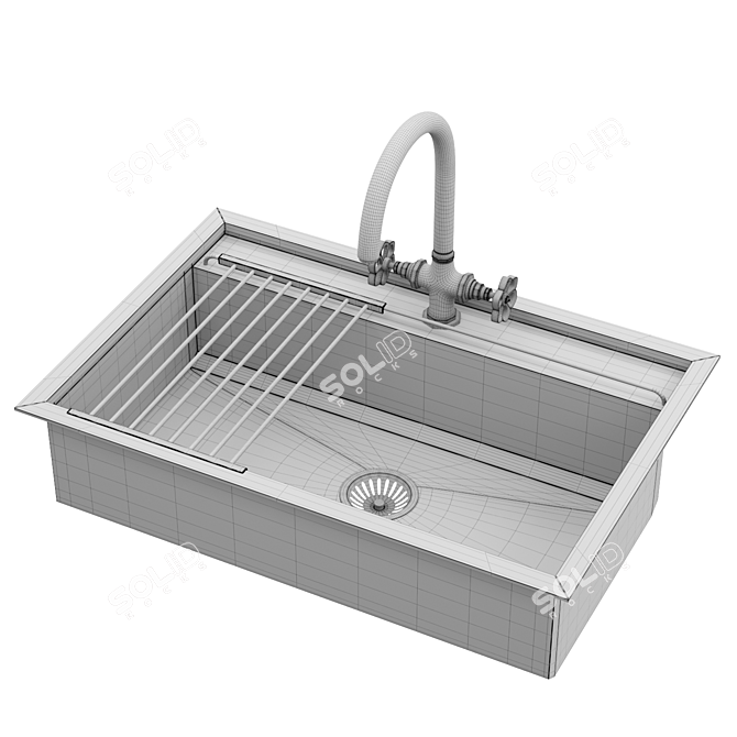 Luxury Modelled Kitchen Sink 3D model image 7