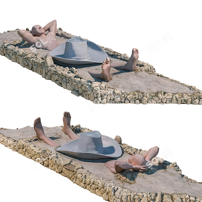 Beach Sculpture, Lying Person 3D model image 2