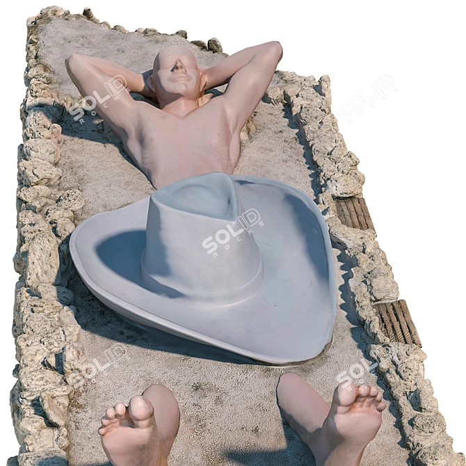 Beach Sculpture, Lying Person 3D model image 3