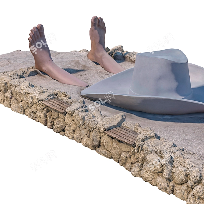 Beach Sculpture, Lying Person 3D model image 6