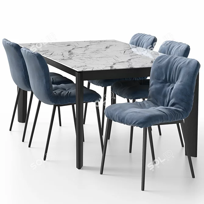 Customizable Modern Annie Chair & Alpha Table Set 3D model image 1