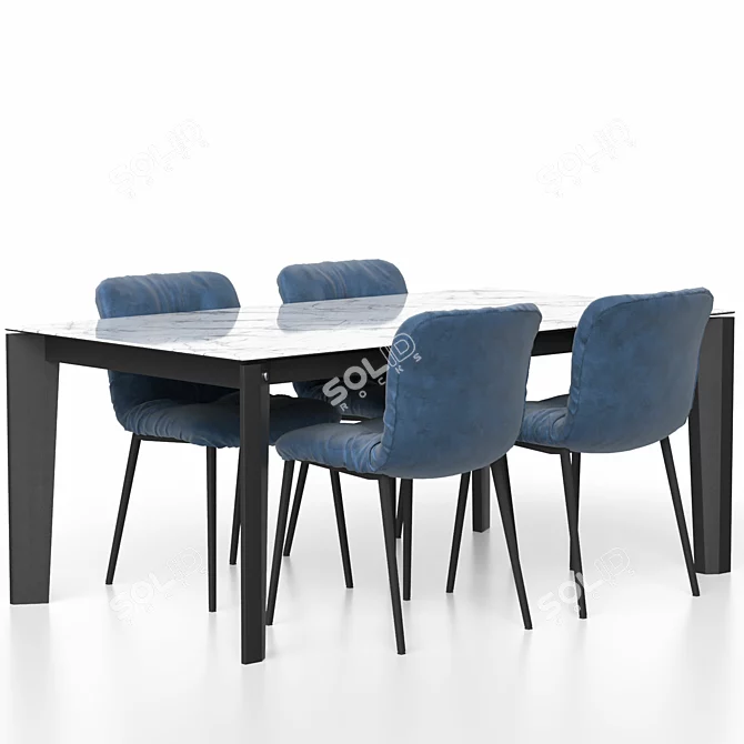 Customizable Modern Annie Chair & Alpha Table Set 3D model image 3