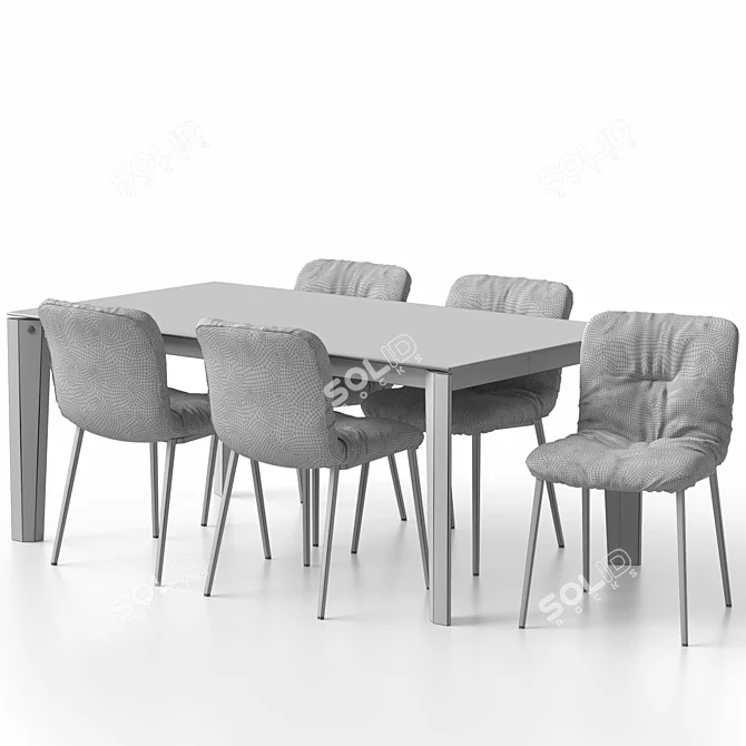 Customizable Modern Annie Chair & Alpha Table Set 3D model image 4
