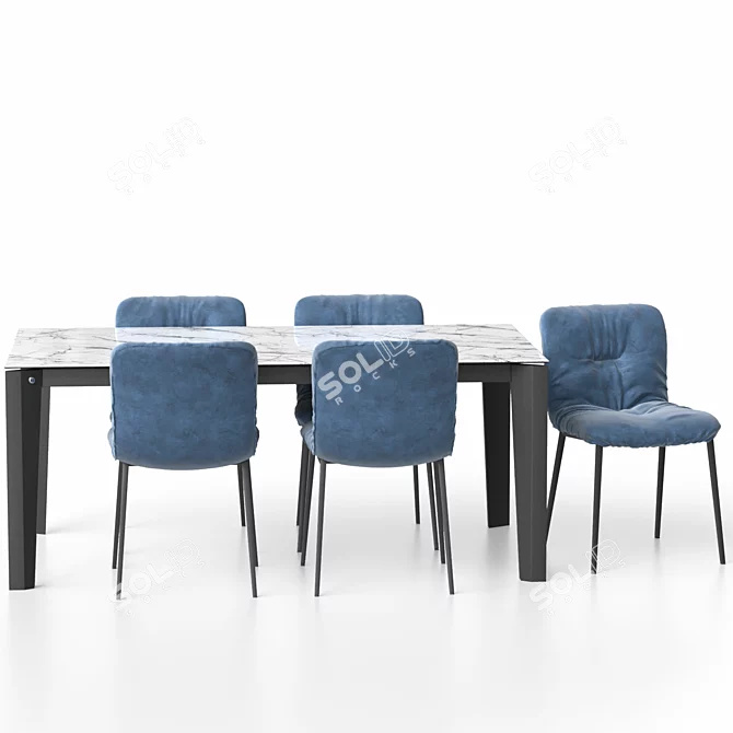 Customizable Modern Annie Chair & Alpha Table Set 3D model image 6