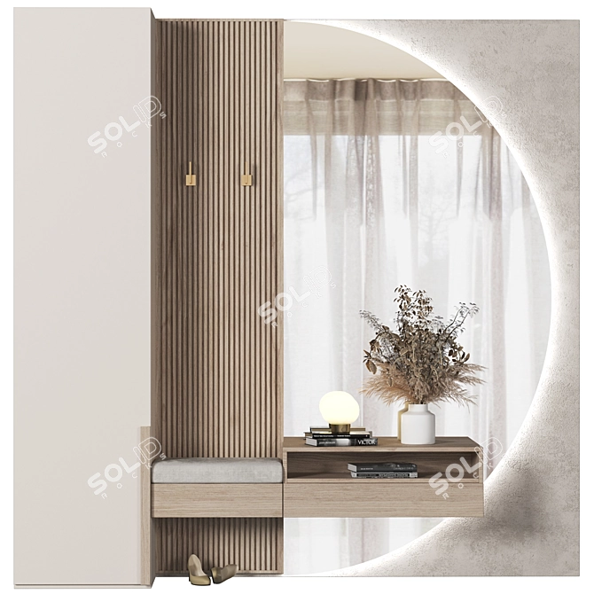 Modern Wood Hallway Composition 226 3D model image 1