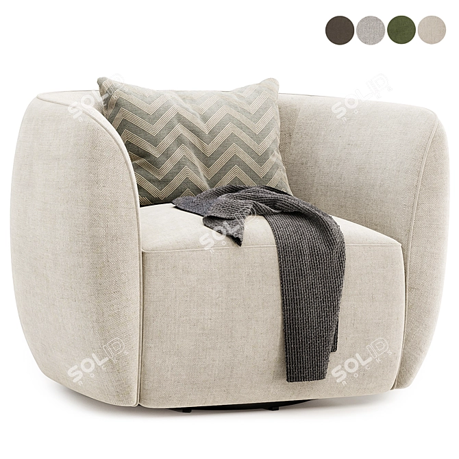 Chic Swivel Lounge Chair Collection 3D model image 2