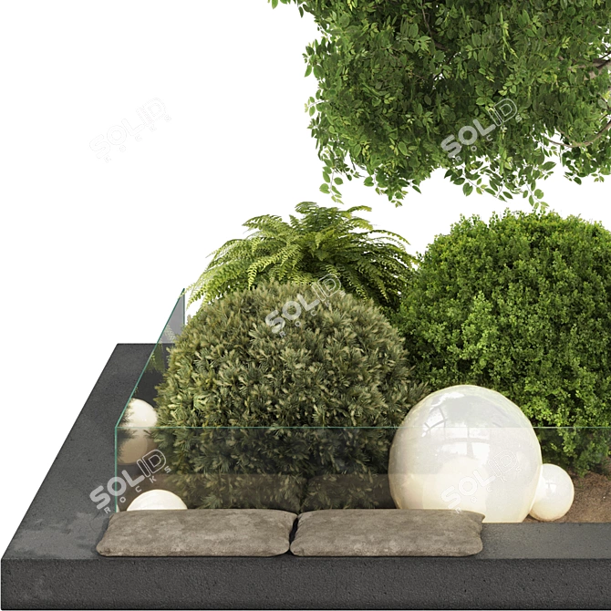 Lush Garden Tree & Bush Set 3D model image 9