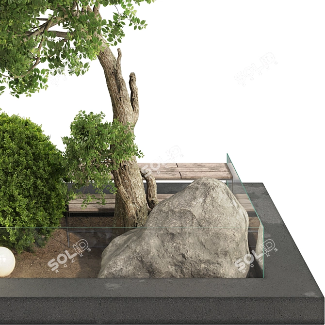 Lush Garden Tree & Bush Set 3D model image 10