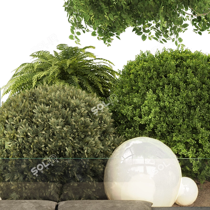 Lush Garden Tree & Bush Set 3D model image 12