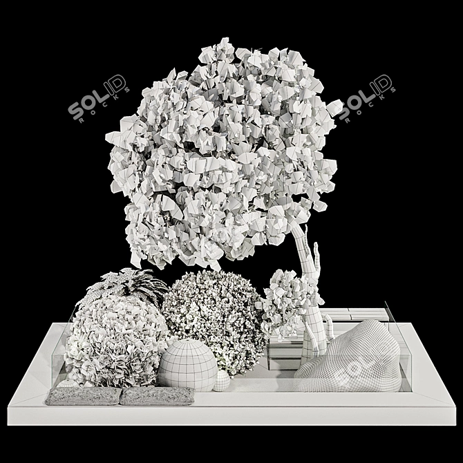 Lush Garden Tree & Bush Set 3D model image 14