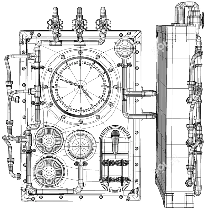 Vintage Industrial Steampunk Wall Clock 3D model image 1