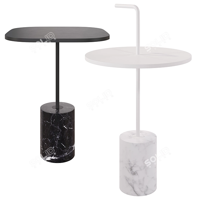 Modern Marble Coffee Side Table 3D model image 2