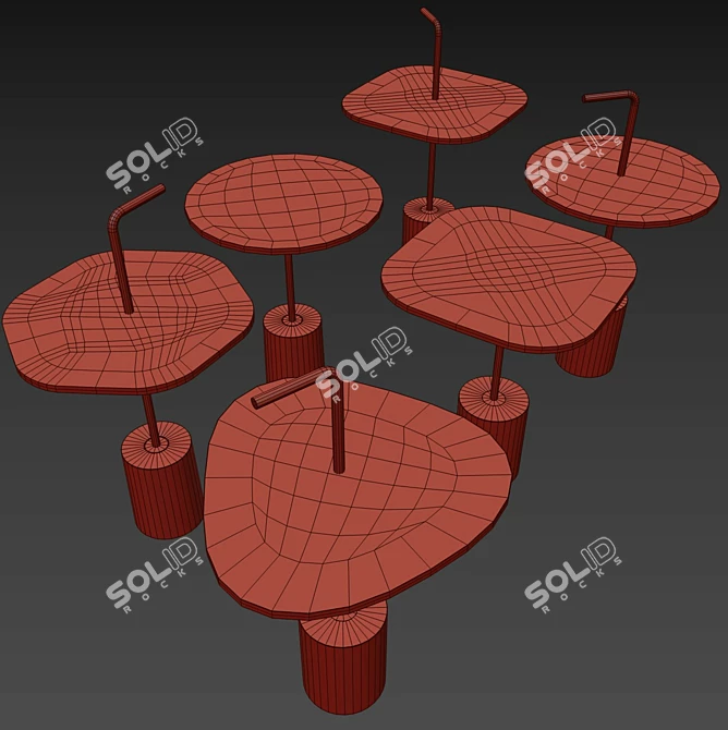 Modern Marble Coffee Side Table 3D model image 4