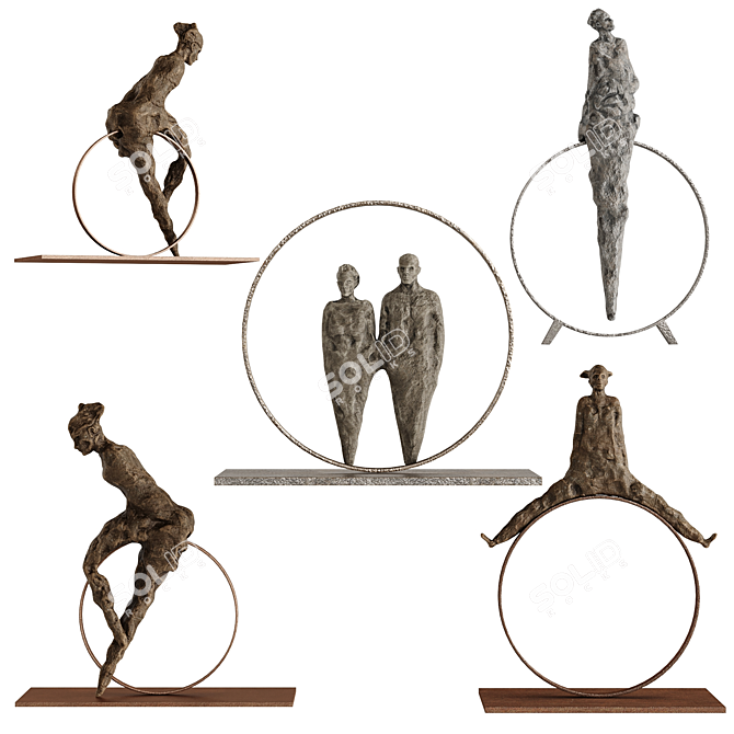 Modern Human Sculptures Set 3D model image 1