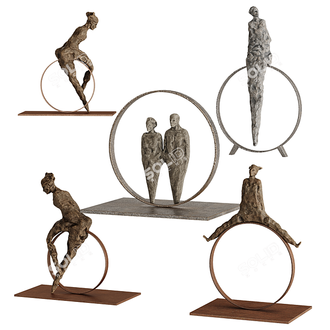 Modern Human Sculptures Set 3D model image 2