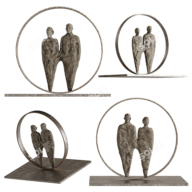 Modern Human Sculptures Set 3D model image 3