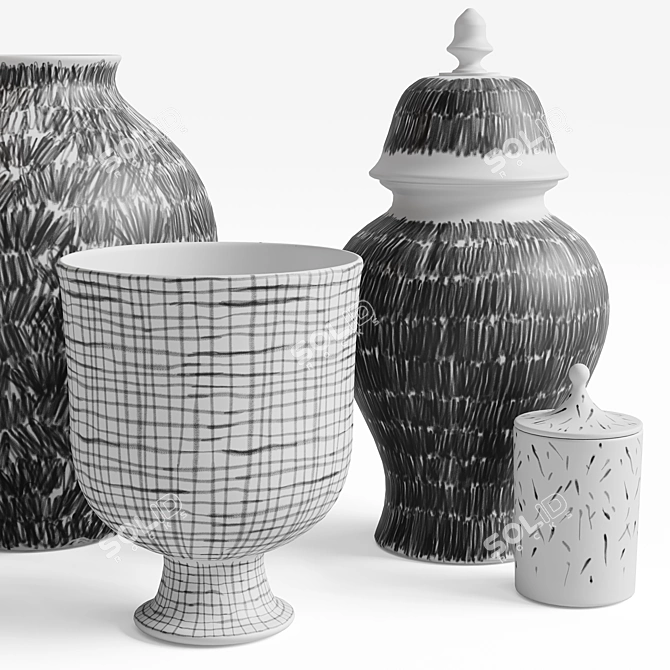 Contemporary Vases Set with Versatile Materials 3D model image 3