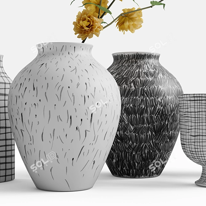 Contemporary Vases Set with Versatile Materials 3D model image 4