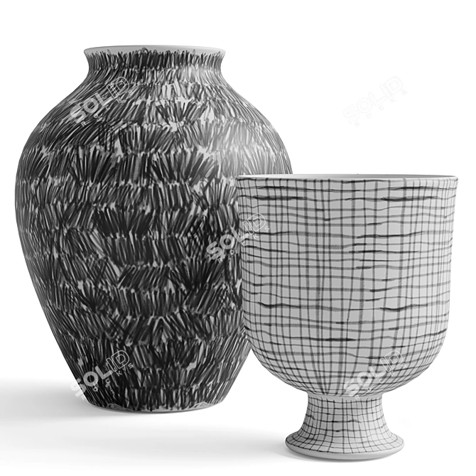 Contemporary Vases Set with Versatile Materials 3D model image 5