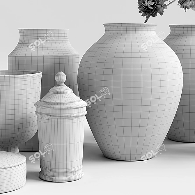 Contemporary Vases Set with Versatile Materials 3D model image 7