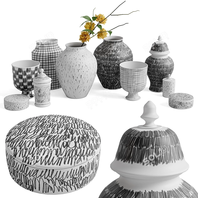 Contemporary Vases Set with Versatile Materials 3D model image 8