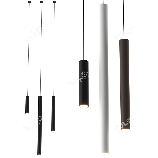 Pipe Tube Pendant Lamp Set 3D model image 1