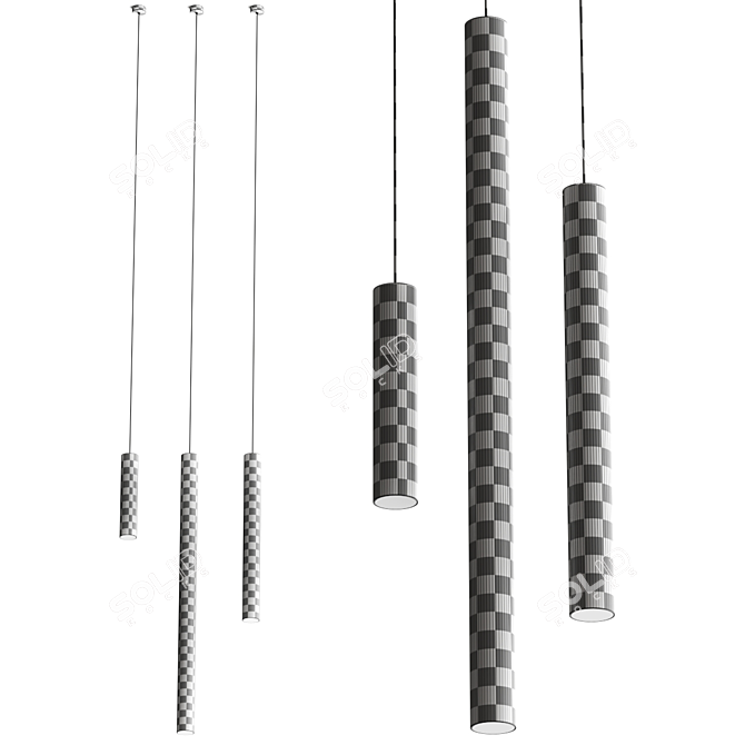 Pipe Tube Pendant Lamp Set 3D model image 3