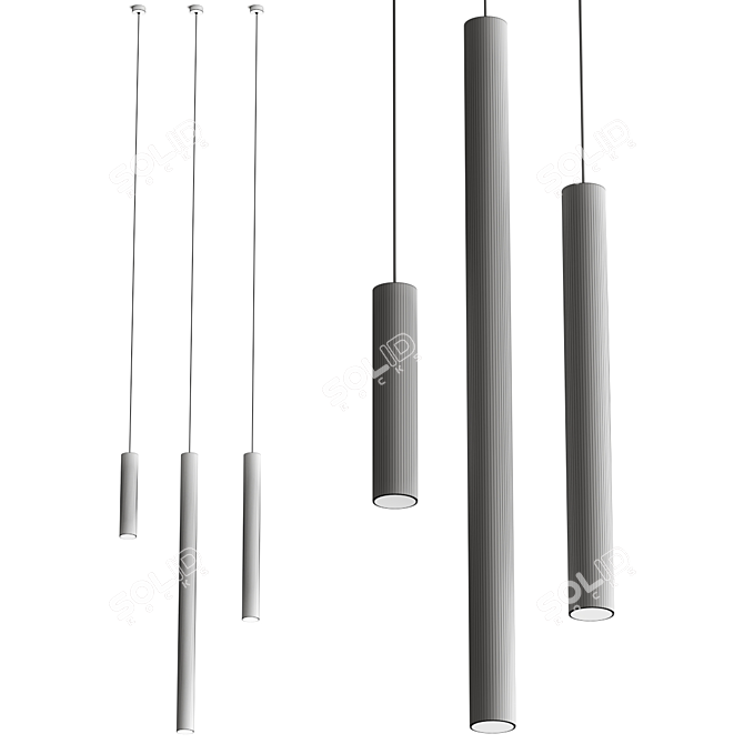 Pipe Tube Pendant Lamp Set 3D model image 4