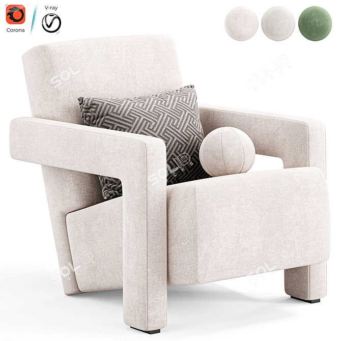 Modern Utrecht Armchair by Cassina 3D model image 1