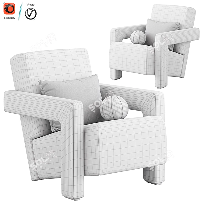 Modern Utrecht Armchair by Cassina 3D model image 6