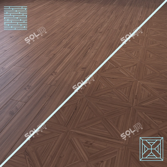 Modular 3D Wooden Flooring Model 3D model image 1