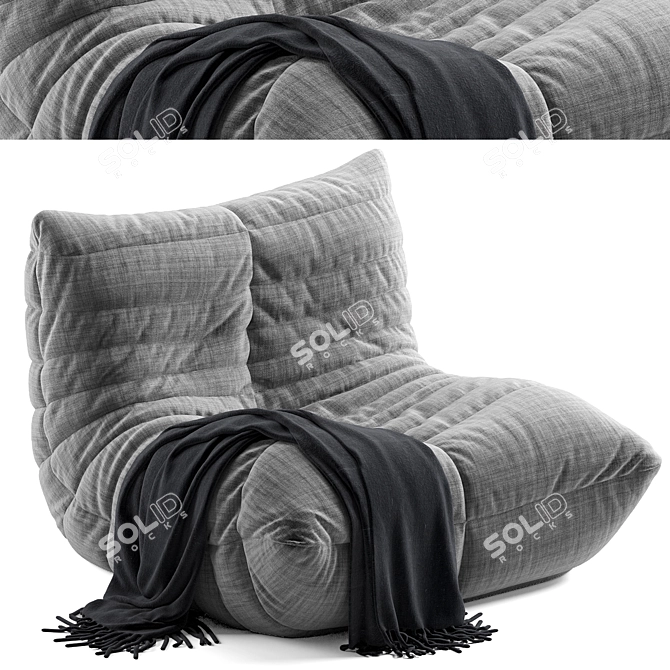 Elegant Modern Lounge Chair Togo 3D model image 3
