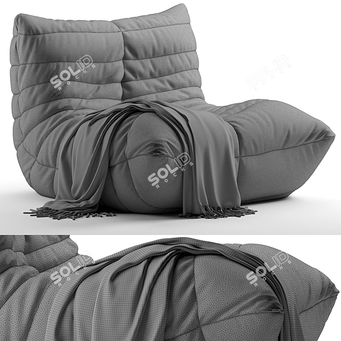 Elegant Modern Lounge Chair Togo 3D model image 6