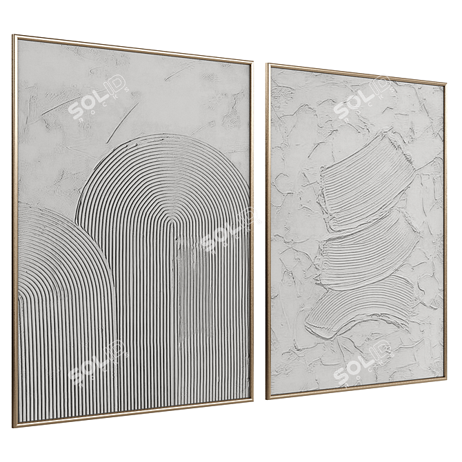 Modern Framed Abstract Art Set 3D model image 2