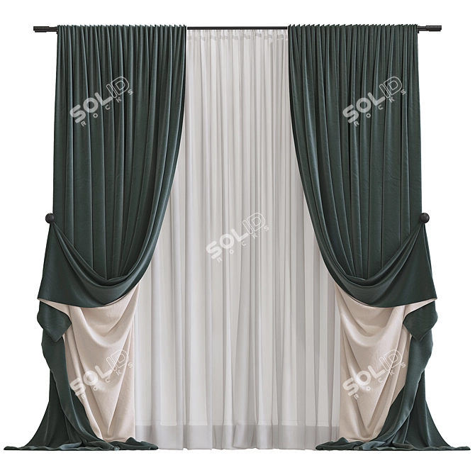 Folded & Retopologized Curtain 3D model image 1