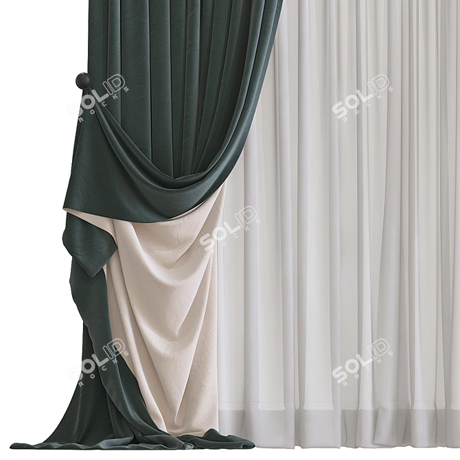 Folded & Retopologized Curtain 3D model image 2