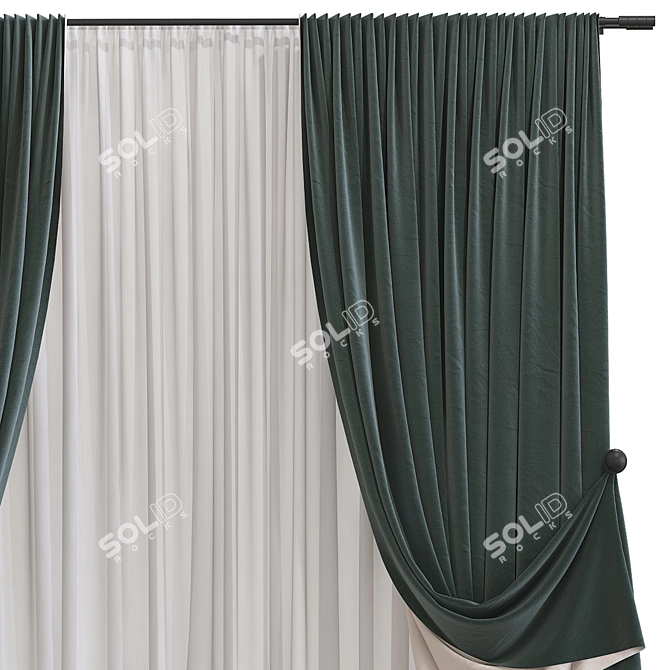 Folded & Retopologized Curtain 3D model image 3