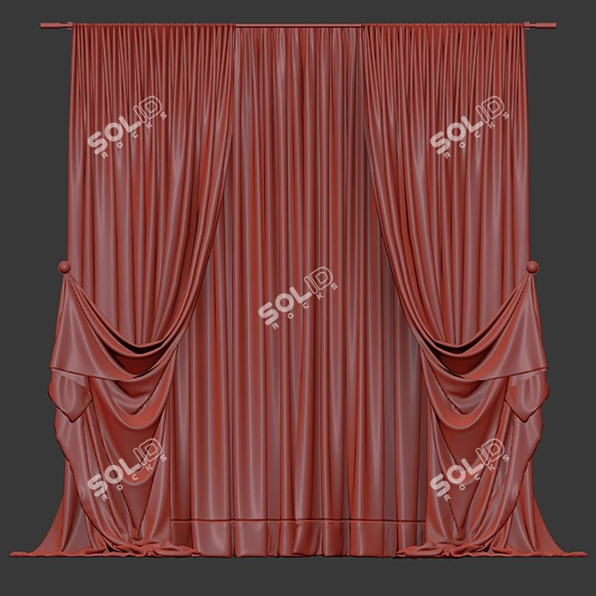 Folded & Retopologized Curtain 3D model image 4