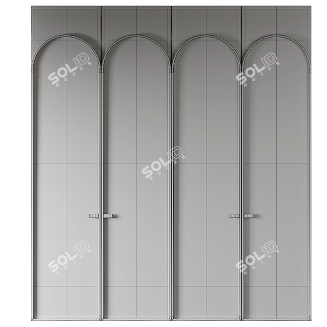 Arched Wardrobe with Dividers 3D model image 4