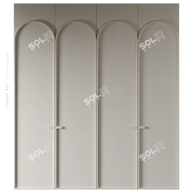 Arched Wardrobe with Dividers 3D model image 5